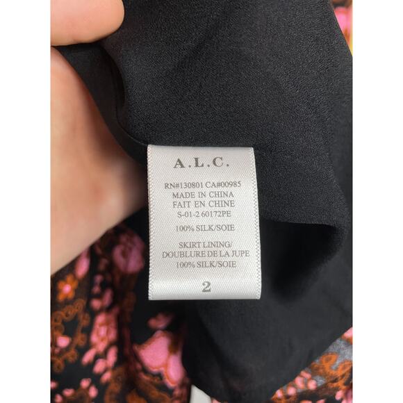 A.L.C. Silk Paisley "Sacha" Groovy Floral Dress US SIZE 2 - Picture 10 of 12